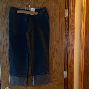 J Jill Navy Denim Cuffed Jeans